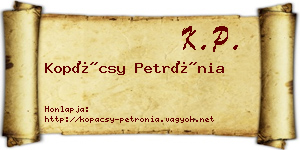 Kopácsy Petrónia névjegykártya